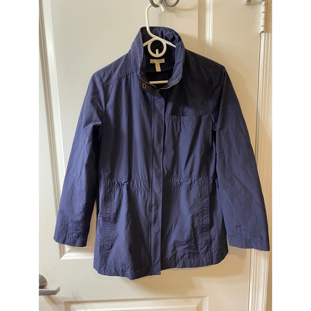 Eileen Fisher Women's XS Organic Cotton & Nylon Hooded Jacket Navy Blue